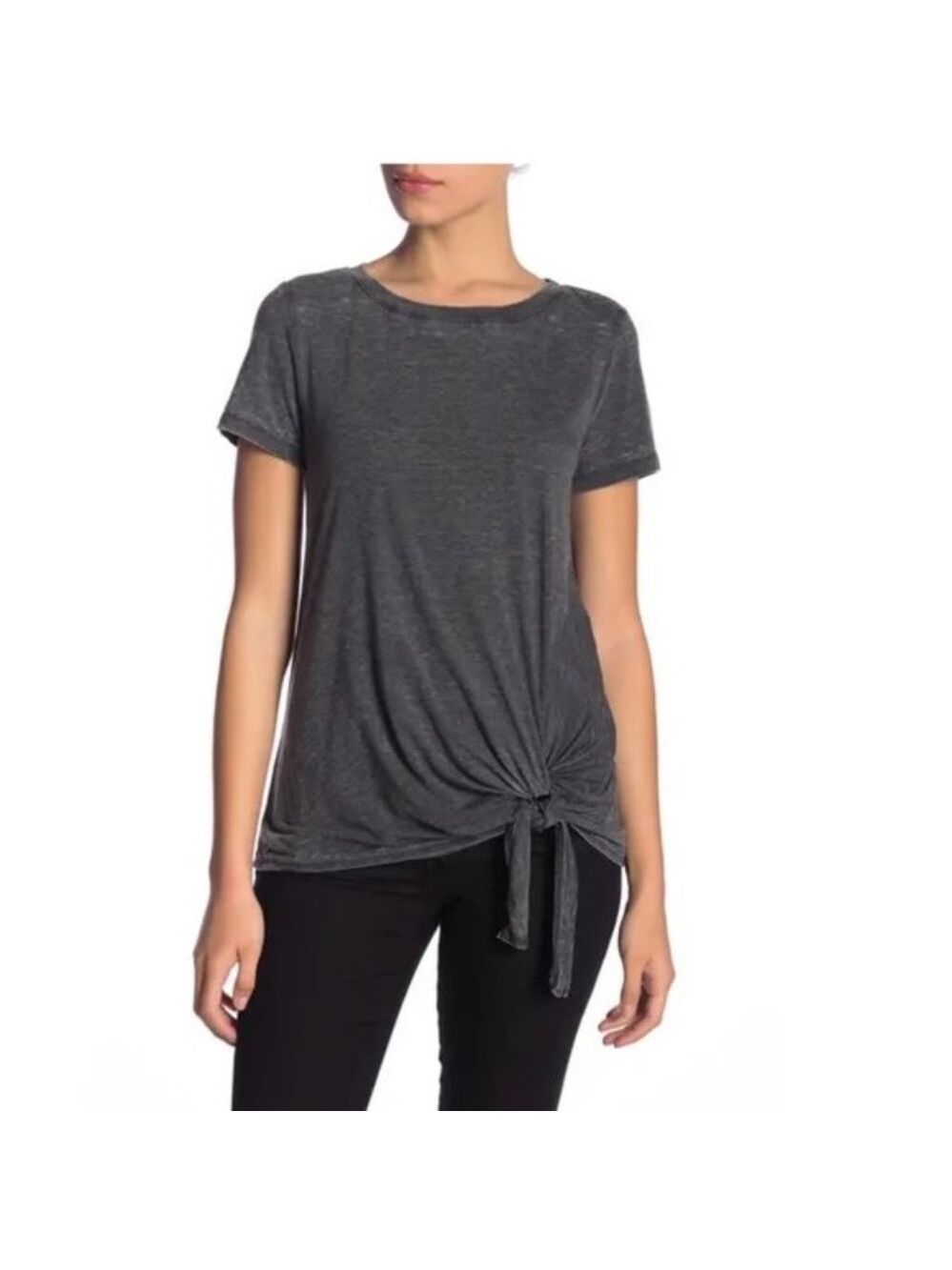 Susina Burnout Tie Hem T Shirt PETITE
